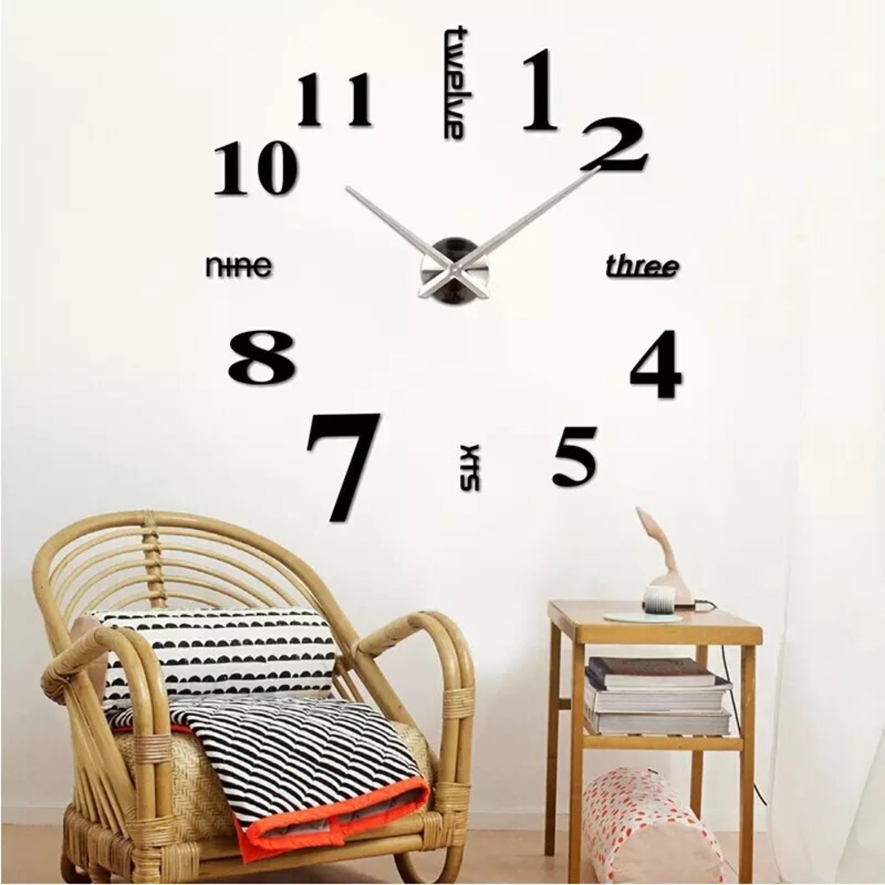 Modern Wall Clock Big Adhesive Decor Home room ⭐️